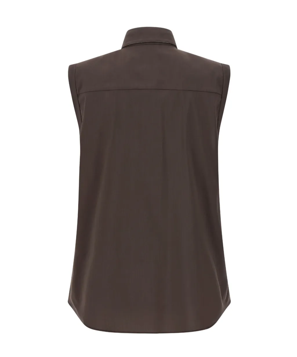 Brunello Cucinelli Sleeveless Curved Hem Shirt
