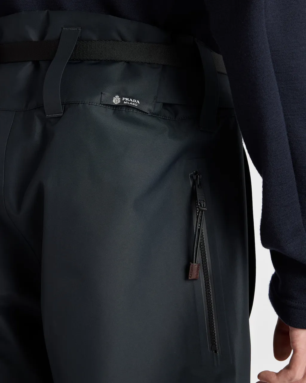 Prada Belted Straight-Leg Trousers