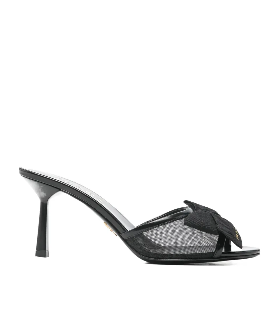 Prada Mesh Heeled Slip-On Sandals