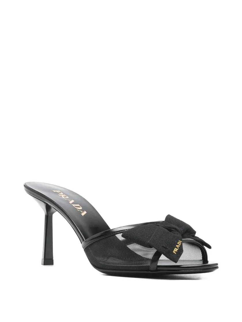 Prada Mesh Heeled Slip-On Sandals