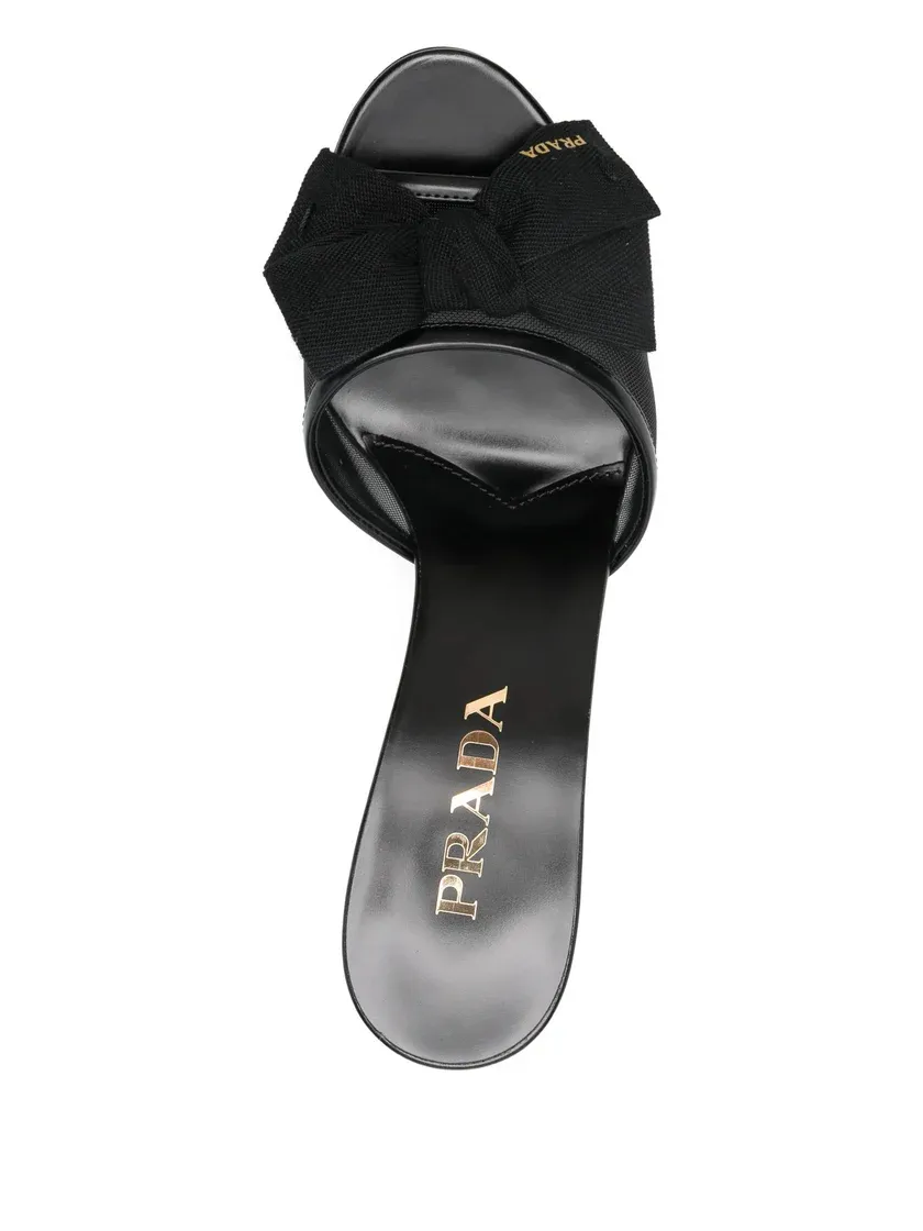 Prada Mesh Heeled Slip-On Sandals