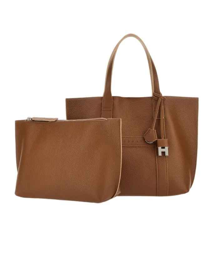 Hogan Logo Embossed Top Handle Bag
