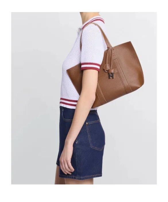 Hogan Logo Embossed Top Handle Bag