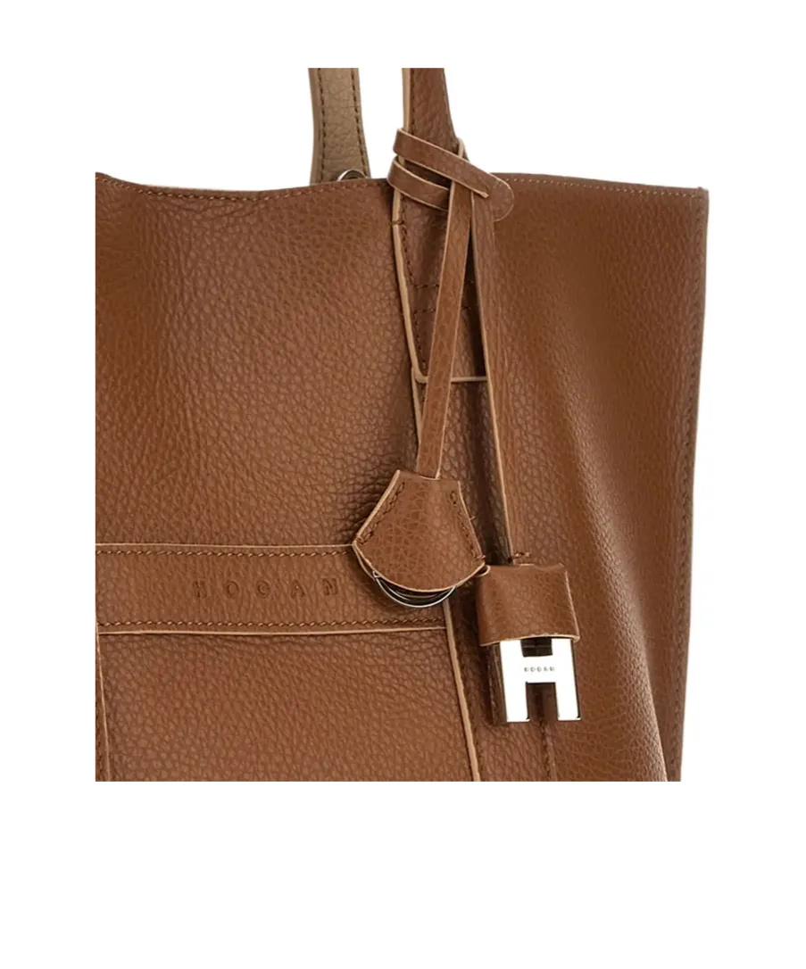 Hogan Logo Embossed Top Handle Bag