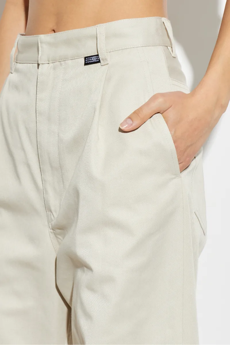 Mm6 Maison Margiela Wide-Leg Logo Patch Trousers