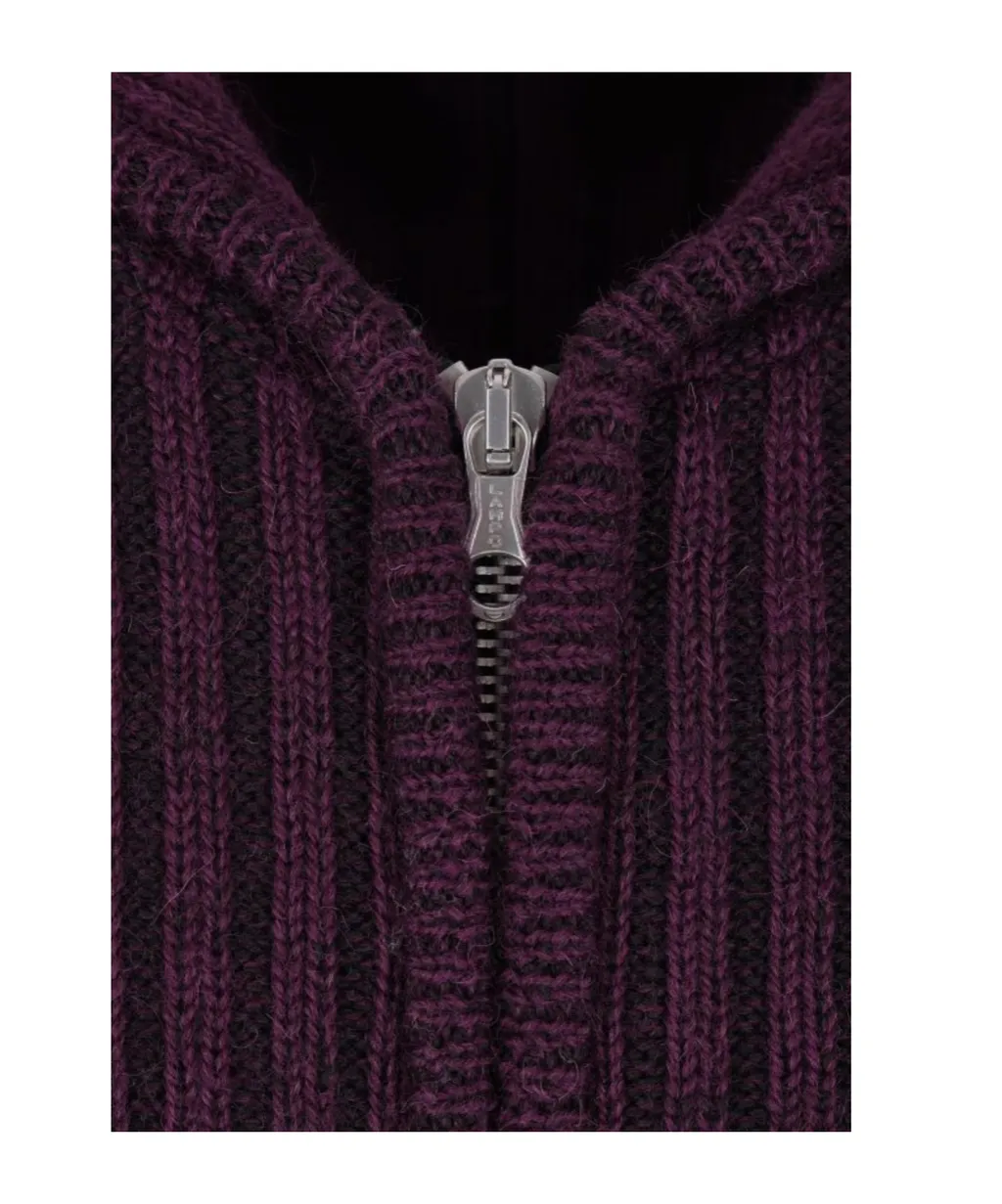 Ribbed Hooded Knit Cardigan