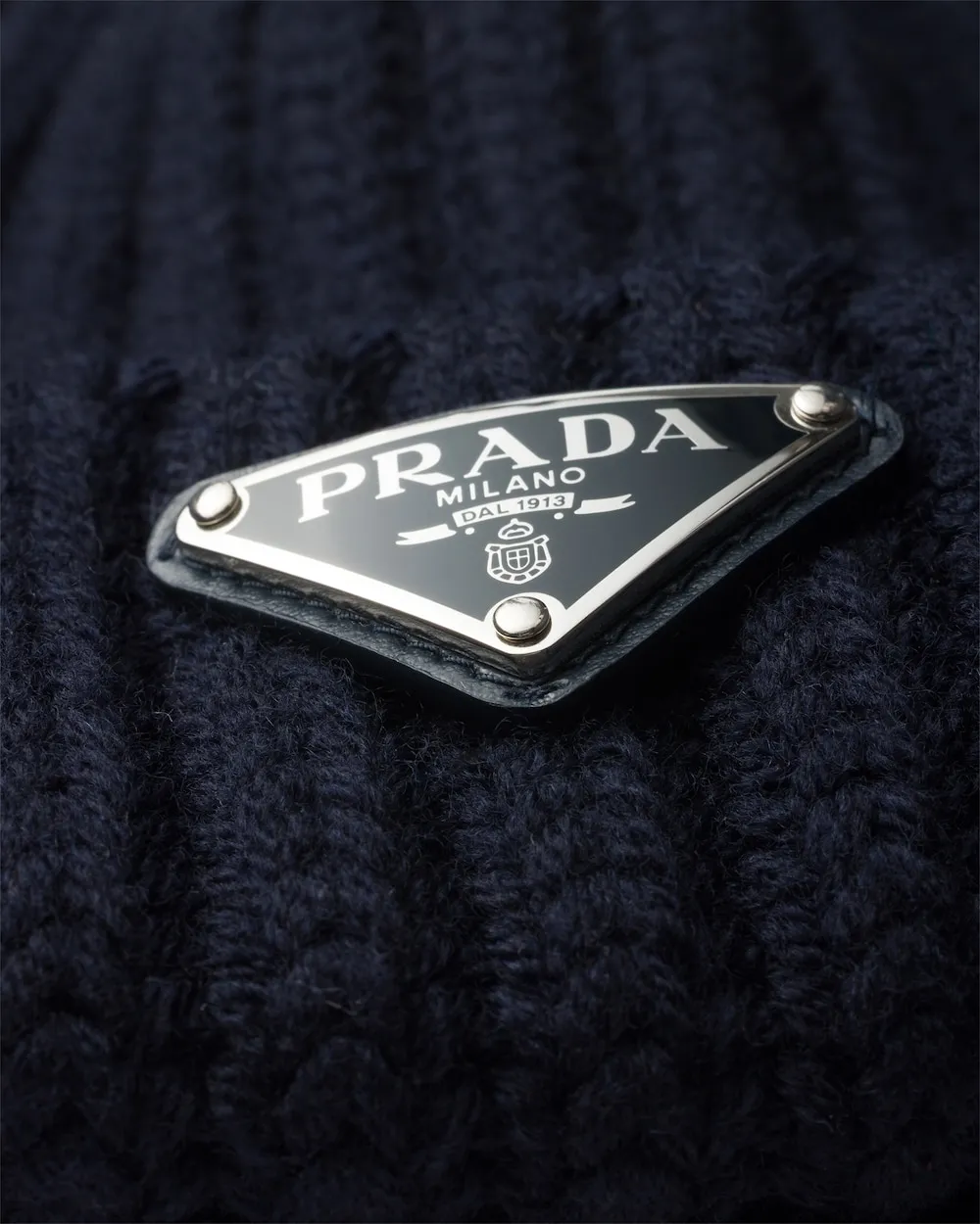 Prada Logo Patch Beanie