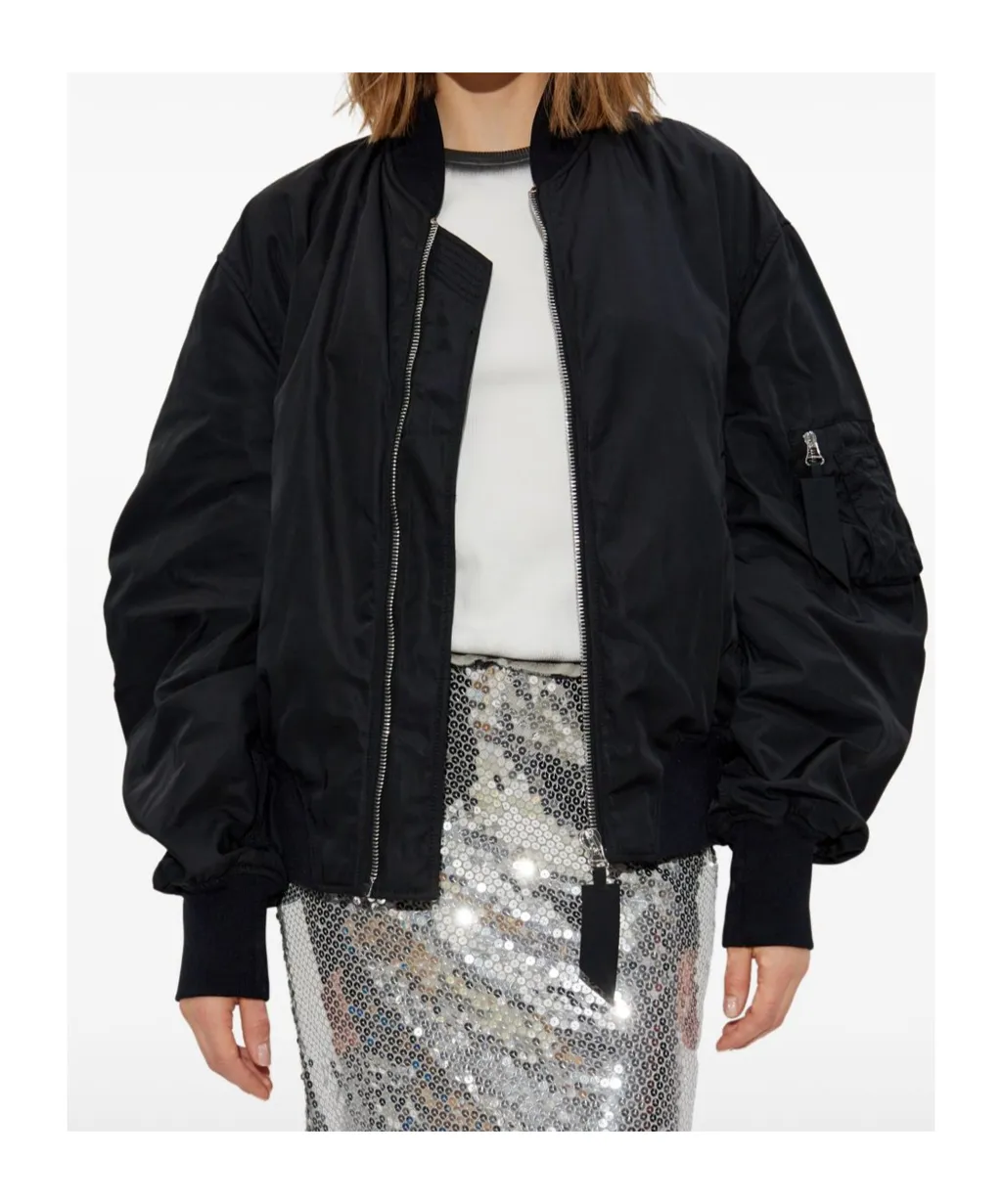 Long-Sleeved Zip-Up Bomber Jacket