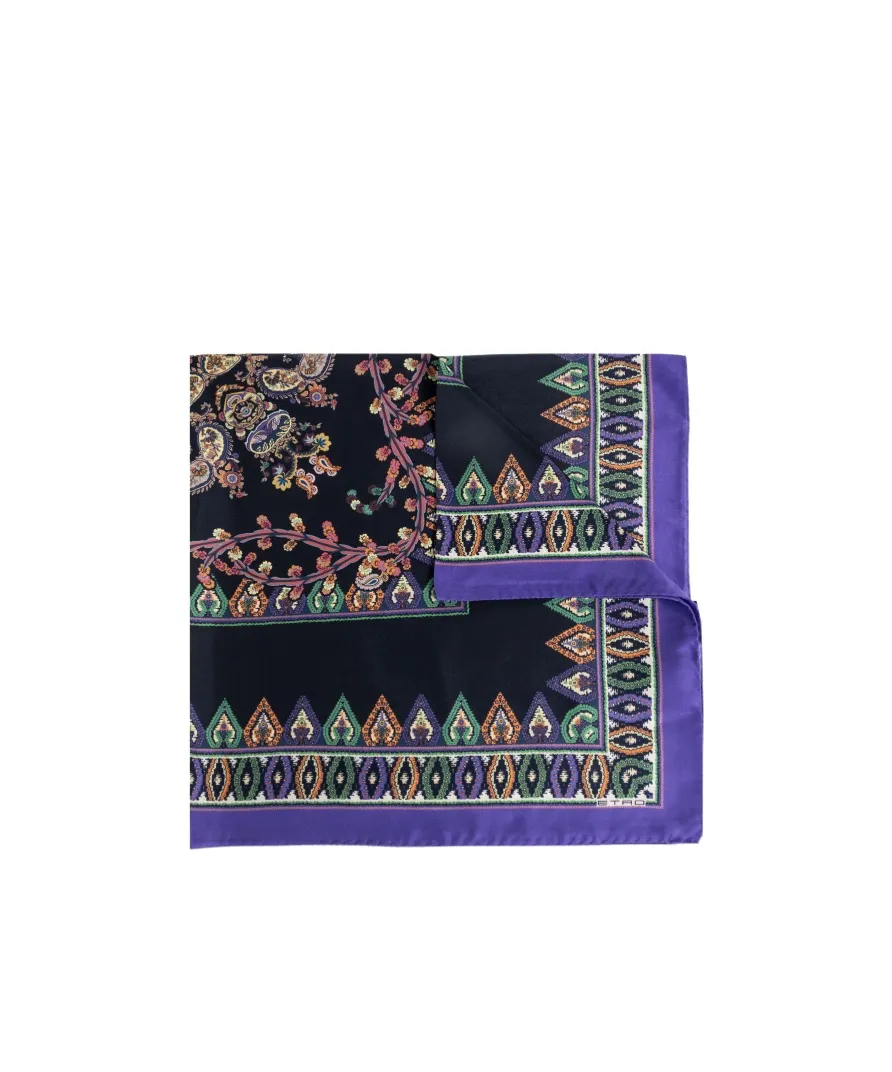 Silk Scarf With Geometric And Medallion Motif