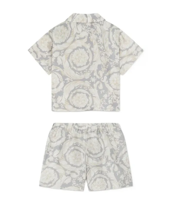 Versace Kids Barocco Printed Polo Shirt And Shorts Set