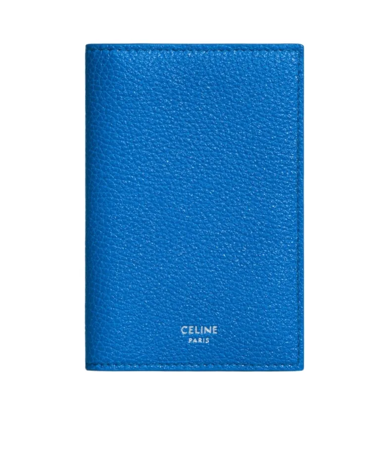 Vertical Card Holder In Grained Calfskin