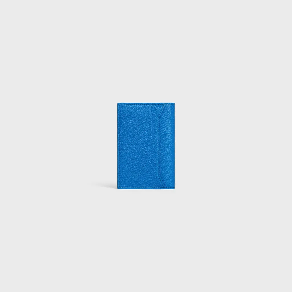 Vertical Card Holder In Grained Calfskin