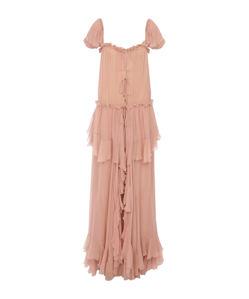 Chloé Gathered Ruffled Maxi Dress