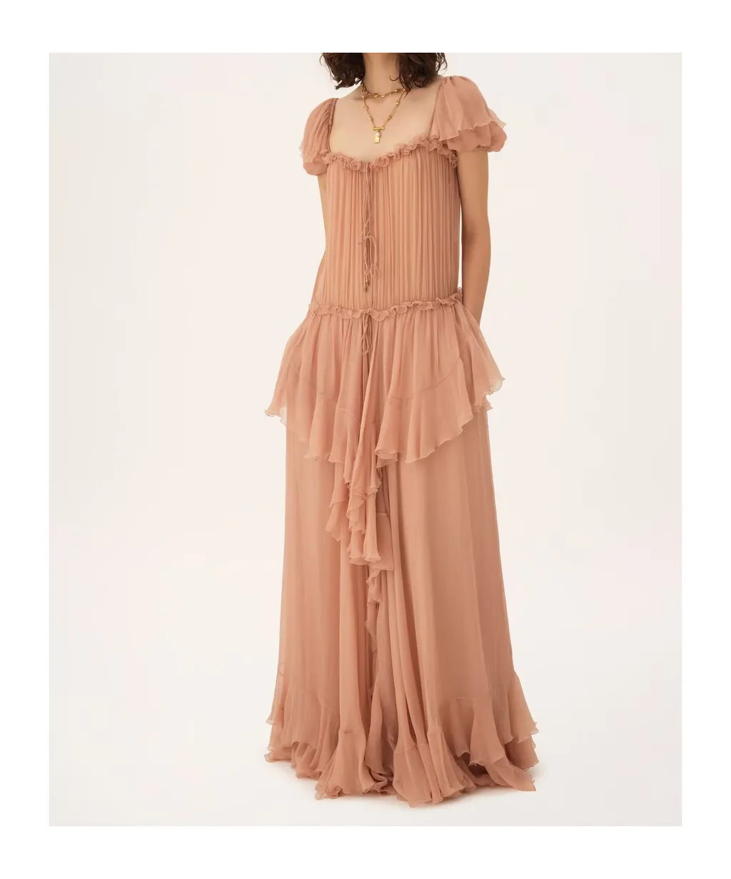 Chloé Gathered Ruffled Maxi Dress