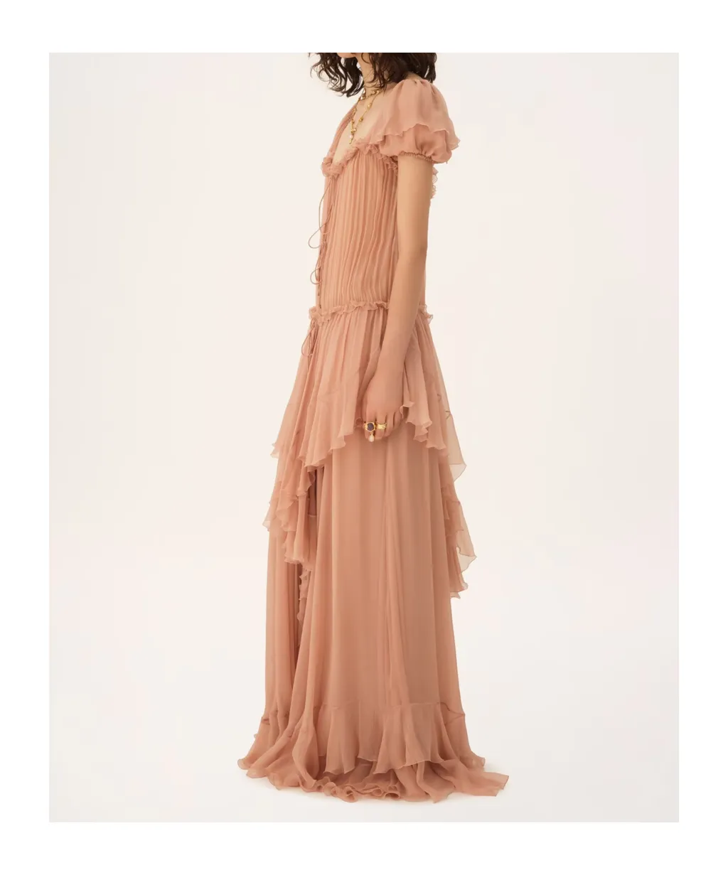 Chloé Gathered Ruffled Maxi Dress
