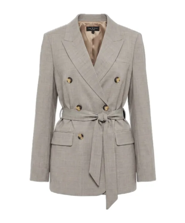 Rag & Bone Double Breasted Tie-Waisted Blazer