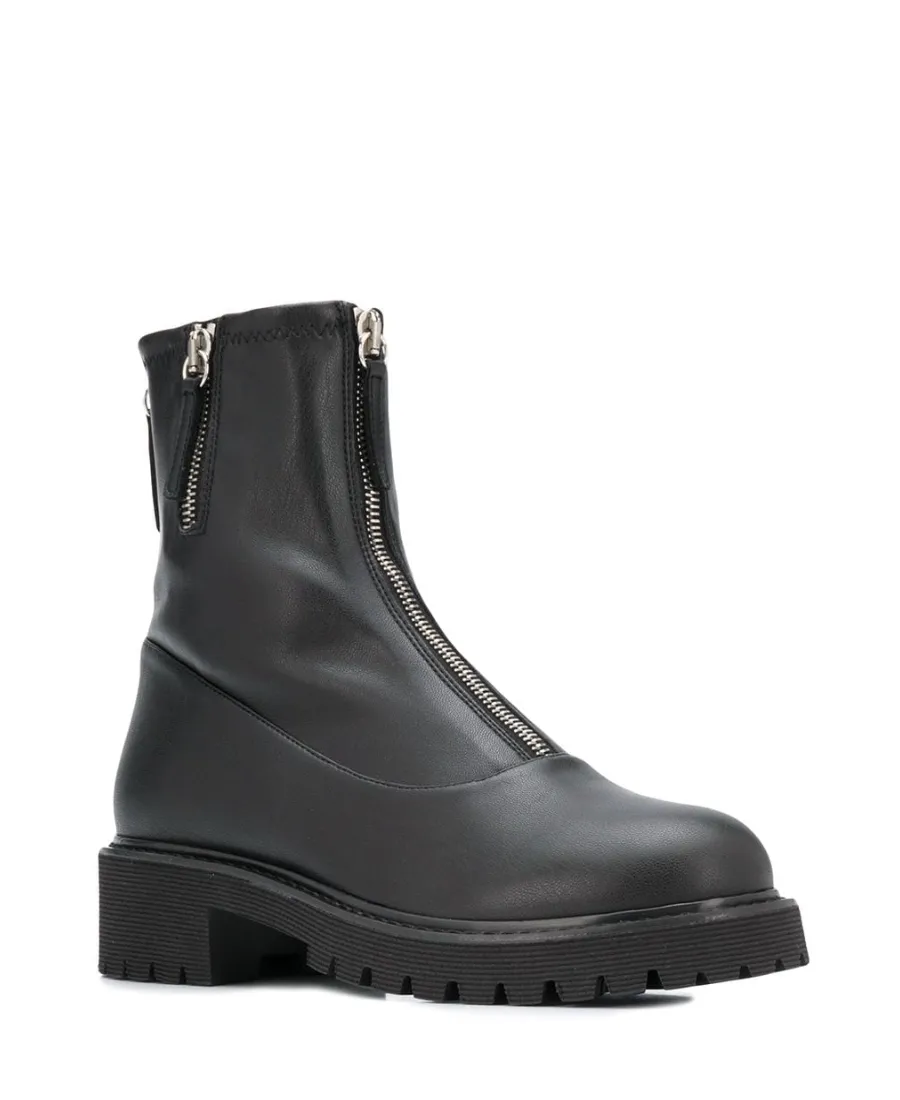 Front Zipper And Ankle Boots