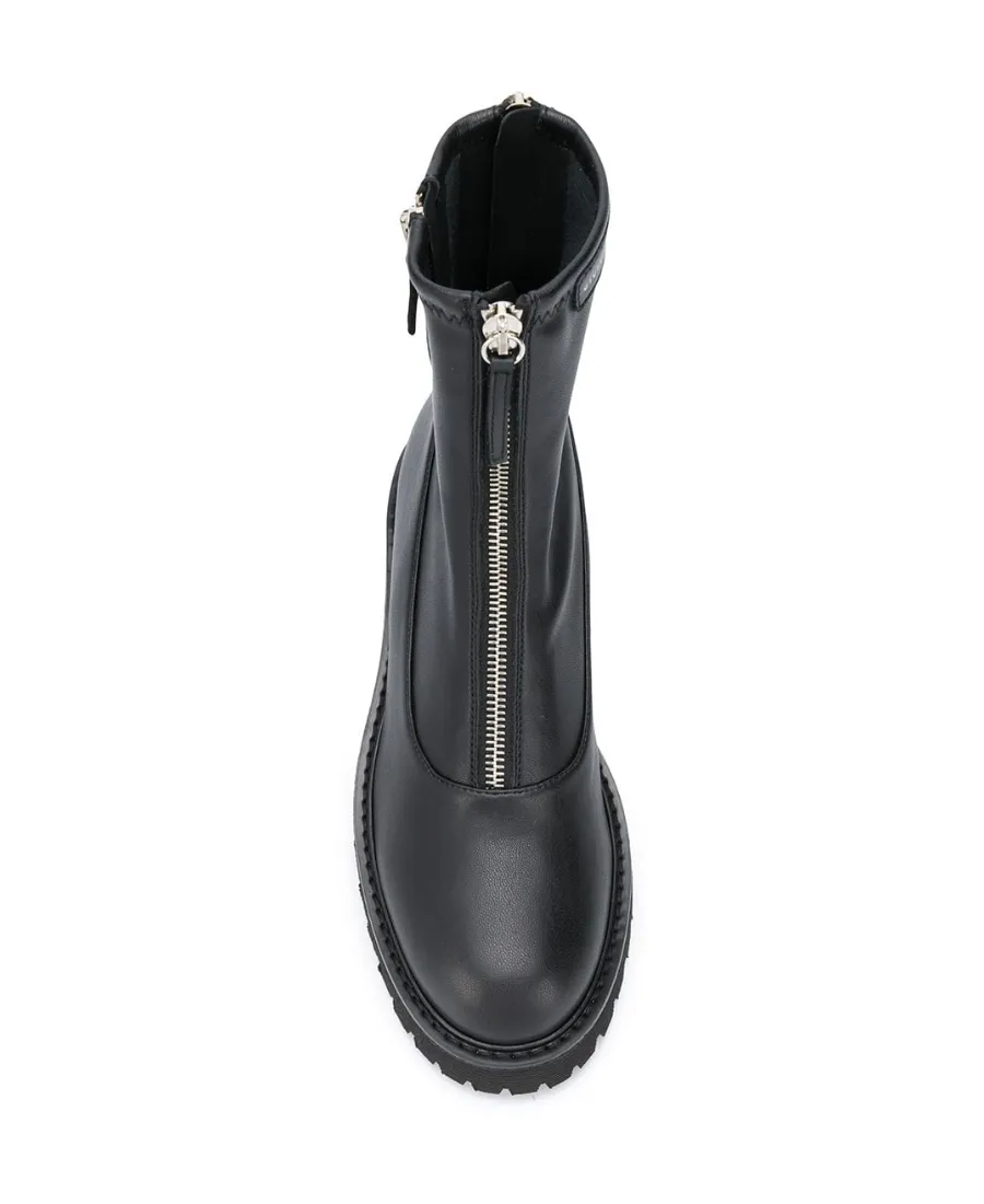 Front Zipper And Ankle Boots