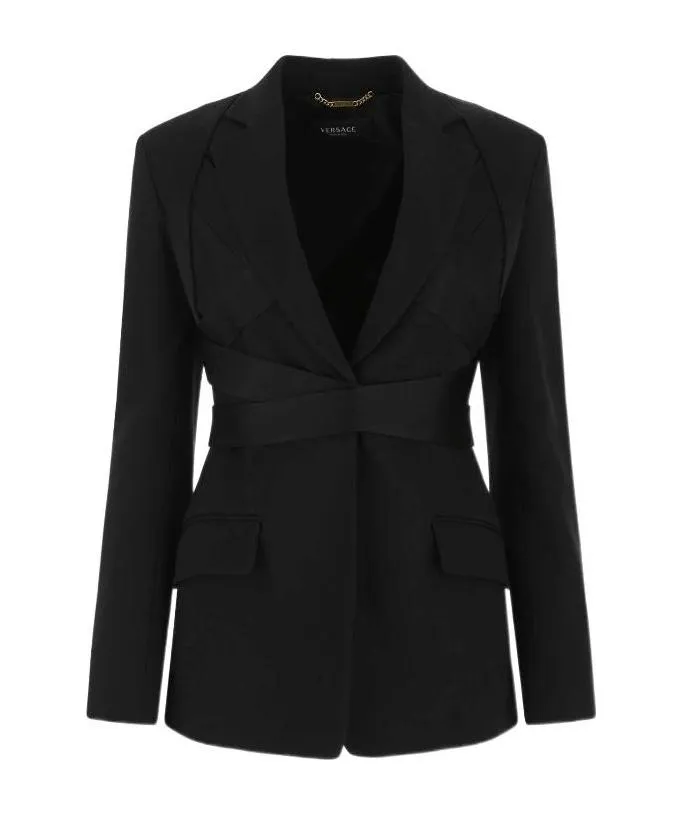 Versace Strap Detailed Single Breasted Jacket