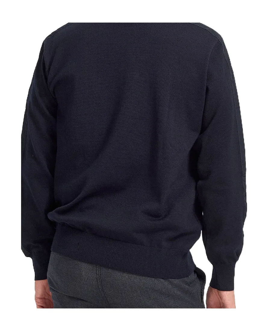 Navy Blue Round-Neck Logo Pullover