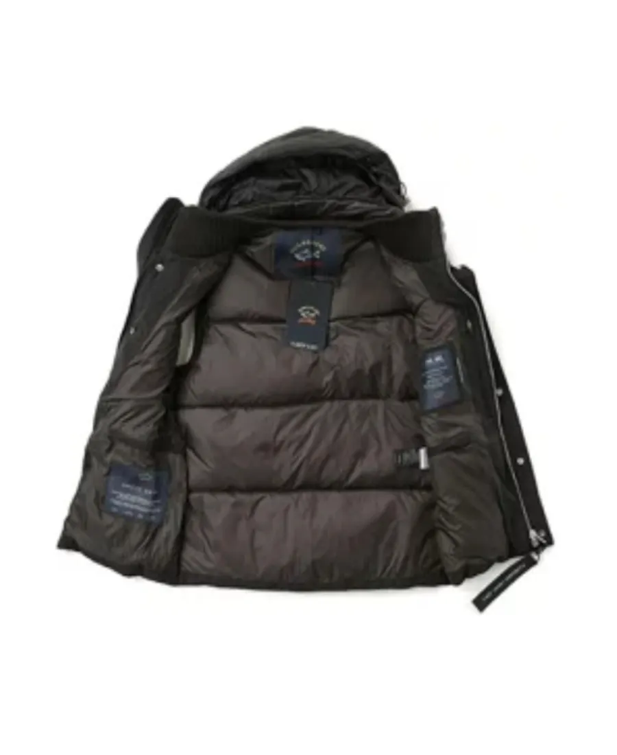 Logo Patch Hooded Down Jacket