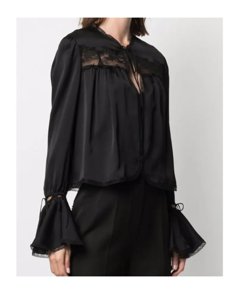Lace-Detail Silk Blouse