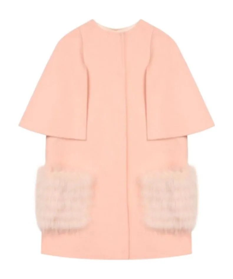 Short-Sleeved Round-Neck Coat
