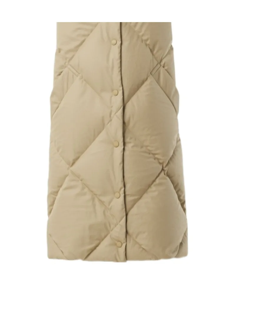 Funnel-Neck Quilted Long Gilet