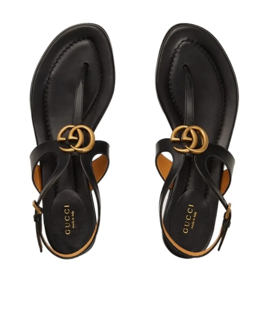 Double G Leather Thong Sandals