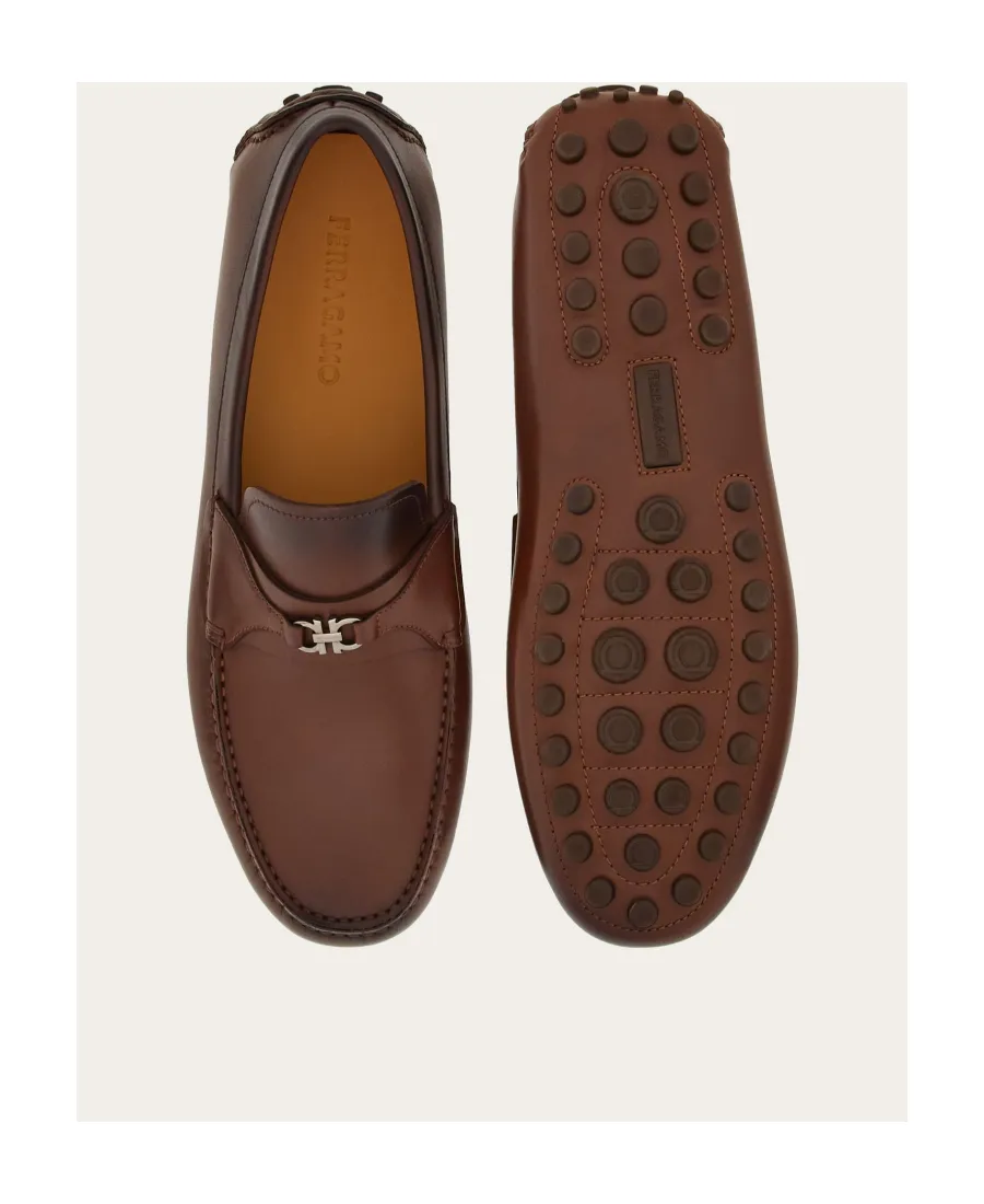 Salvatore Ferragamo Gancini Plaque Slip-On Loafers