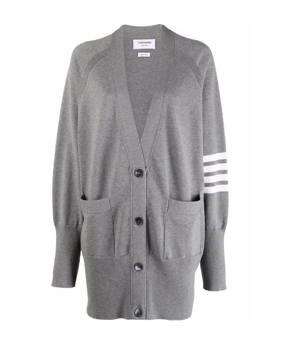 Thom Browne 4-Bar Long Sleeved Knit Cardigan