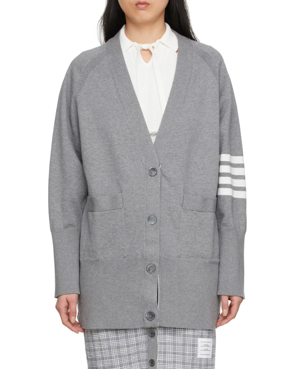 Thom Browne 4-Bar Long Sleeved Knit Cardigan