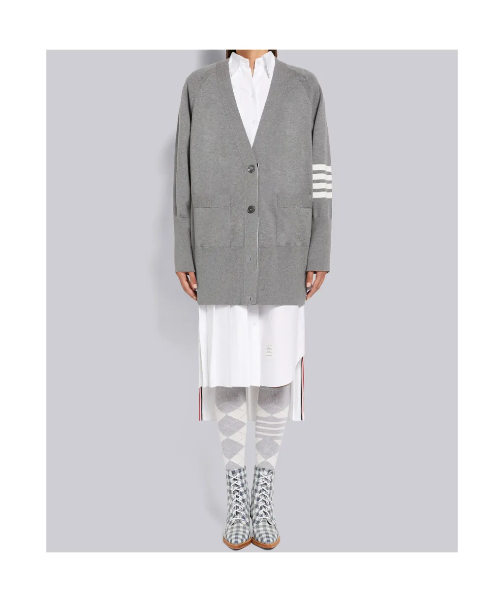 Thom Browne 4-Bar Long Sleeved Knit Cardigan