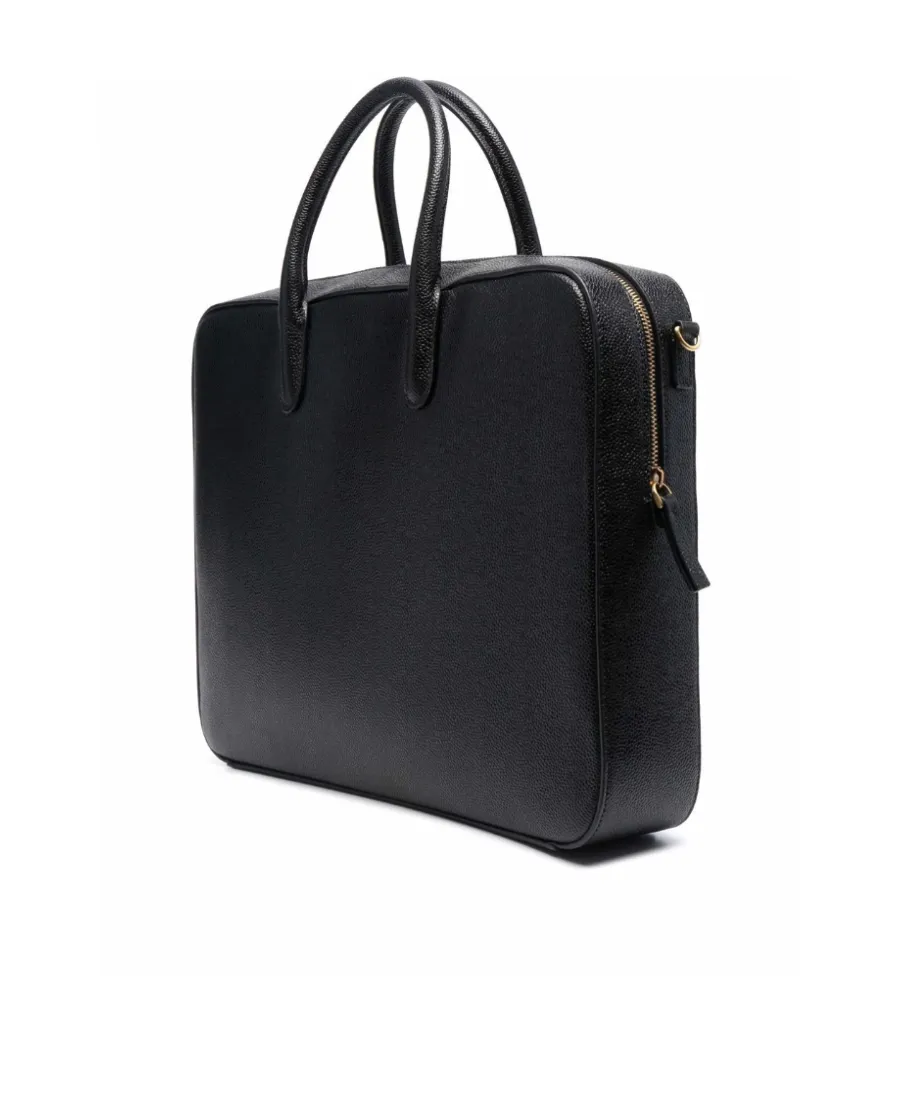 Thom Browne Logo-Print Top Handle Laptop Bag