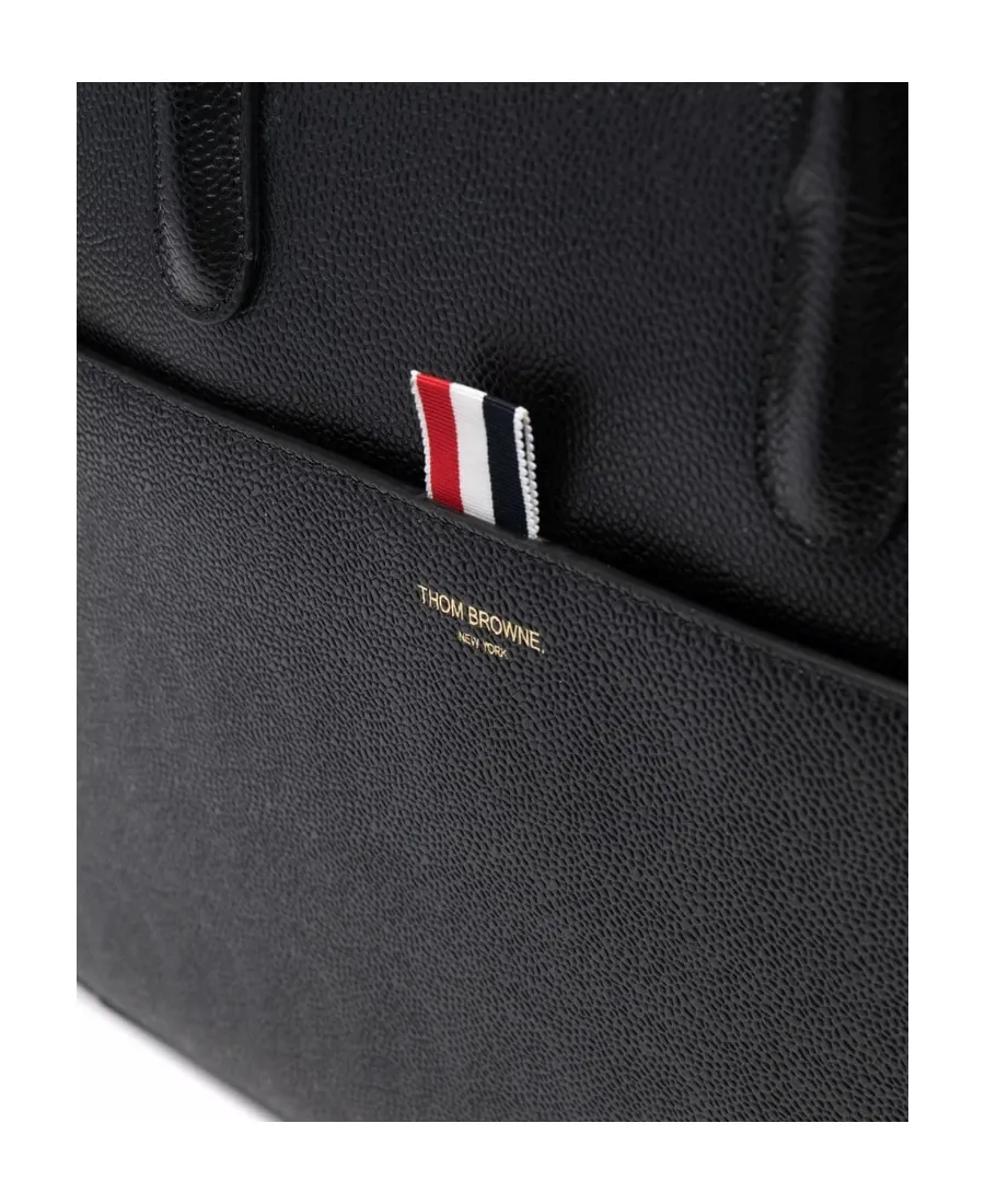 Thom Browne Logo-Print Top Handle Laptop Bag