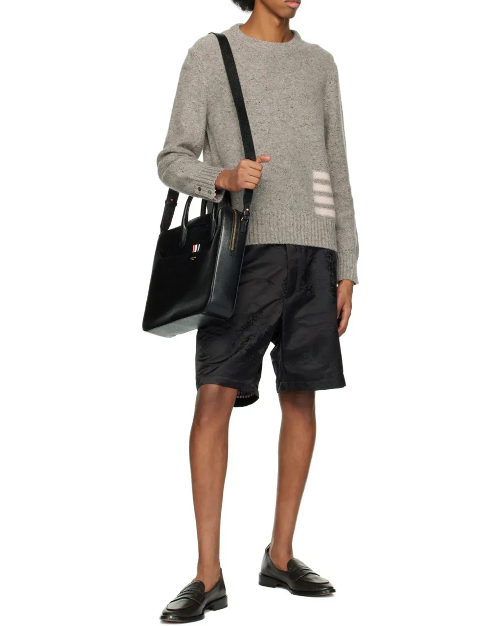 Thom Browne Logo-Print Top Handle Laptop Bag
