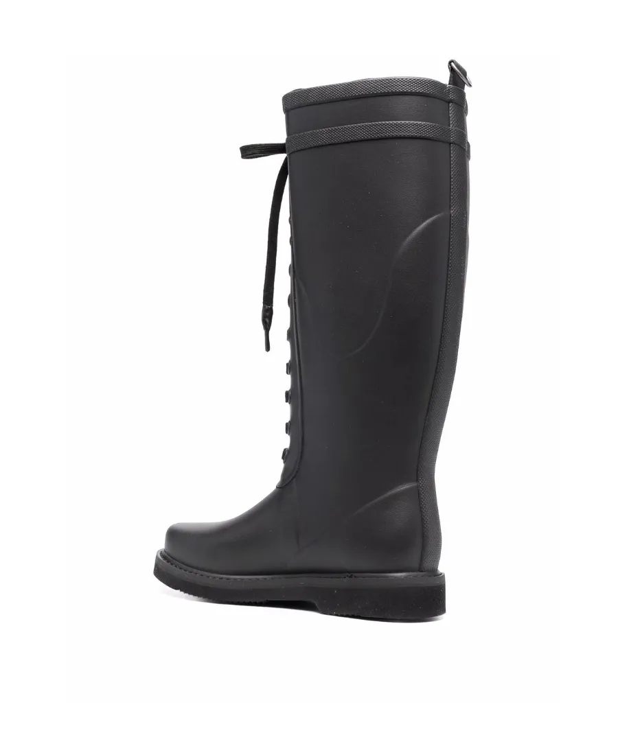 Slogan-Print Metallic Rubber Boots