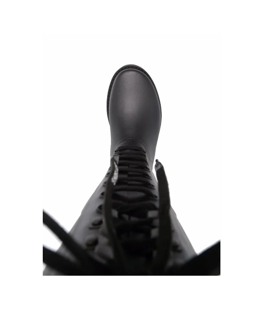 Slogan-Print Metallic Rubber Boots