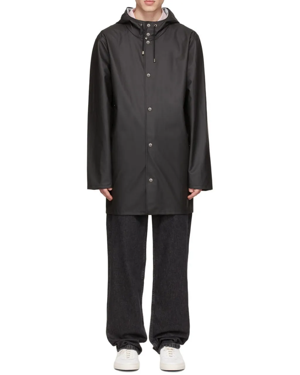 Black Rope Hood Overcoat