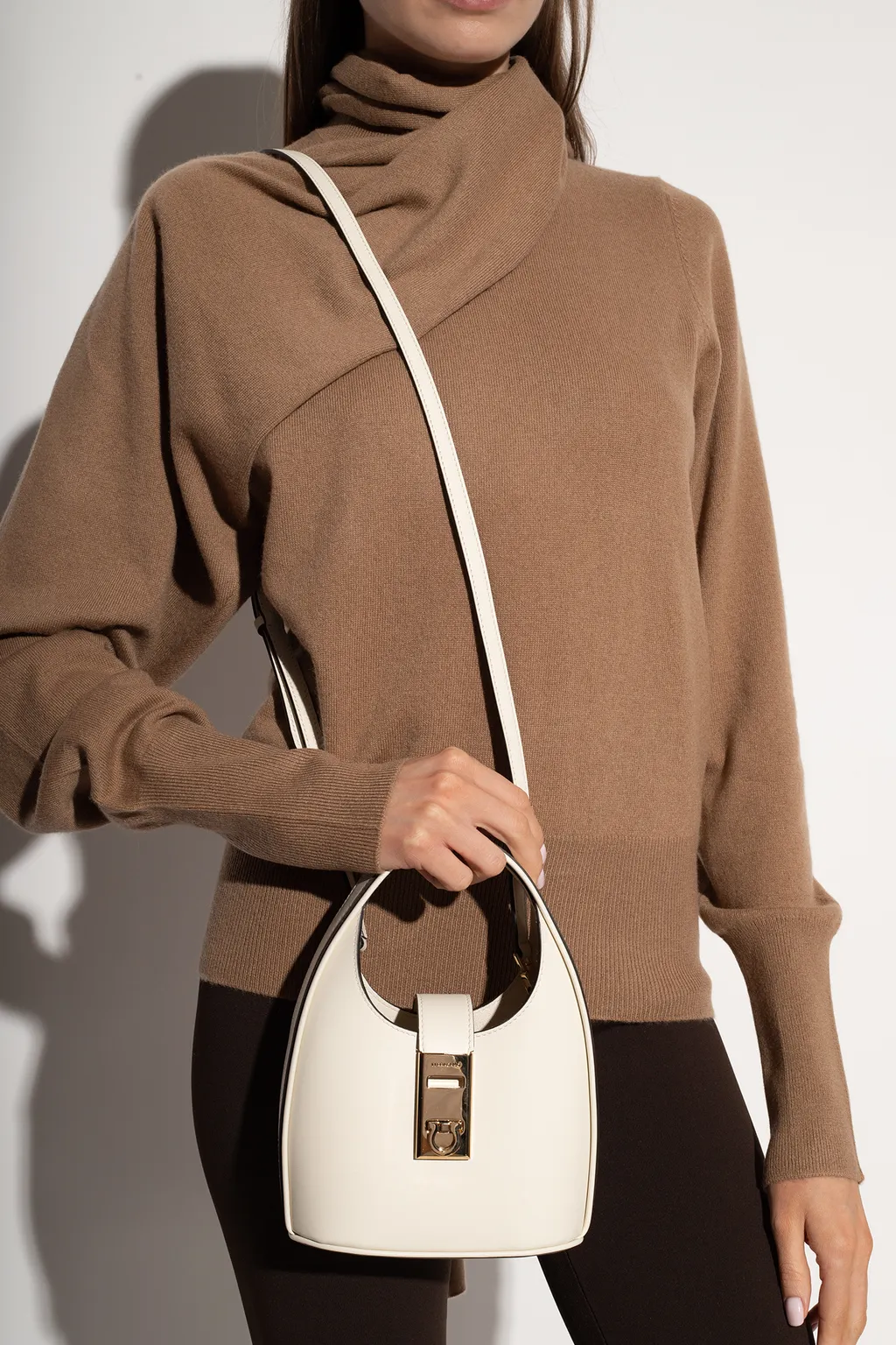 Salvatore Ferragamo Gancini-Buckle Logo-Engraved Mini Hobo Bag