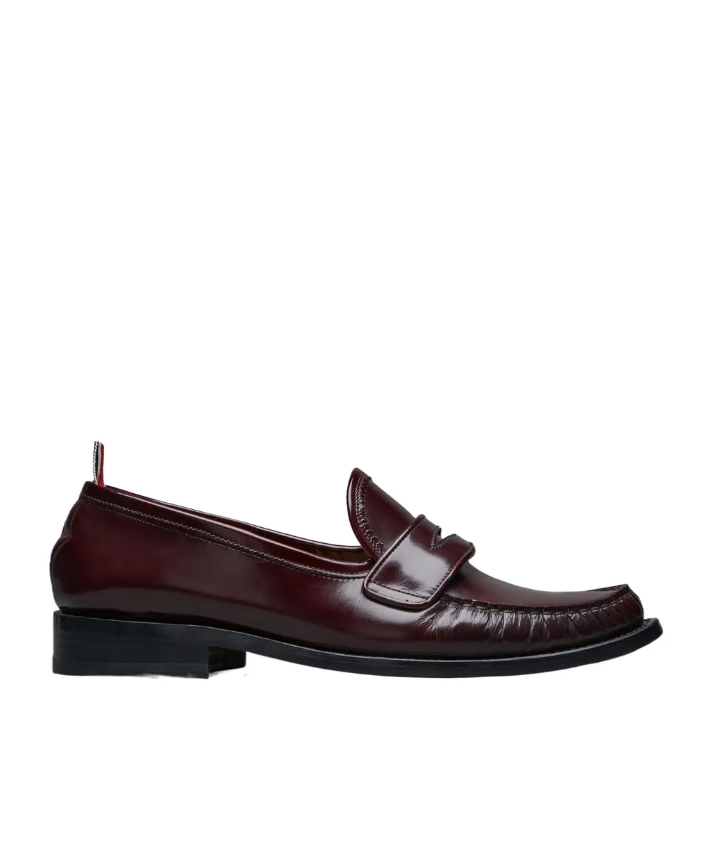 Pleated Leather Penny Loafers
