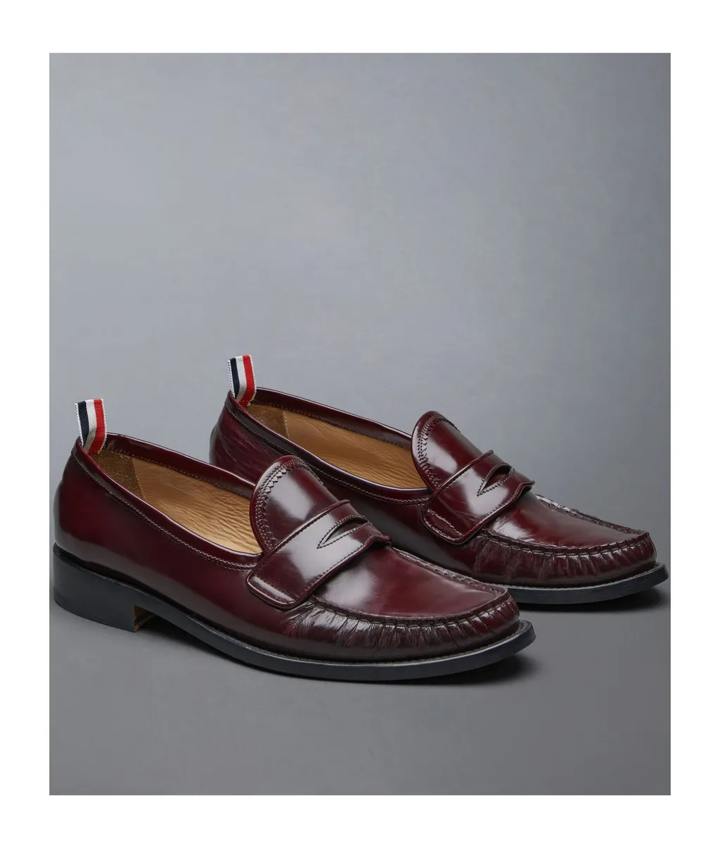 Pleated Leather Penny Loafers