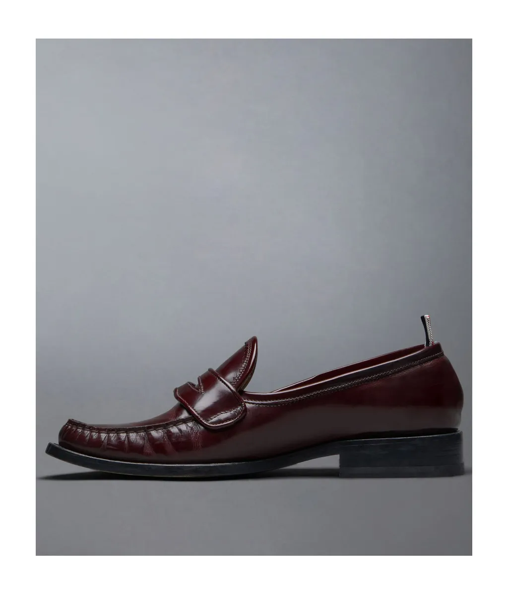 Pleated Leather Penny Loafers