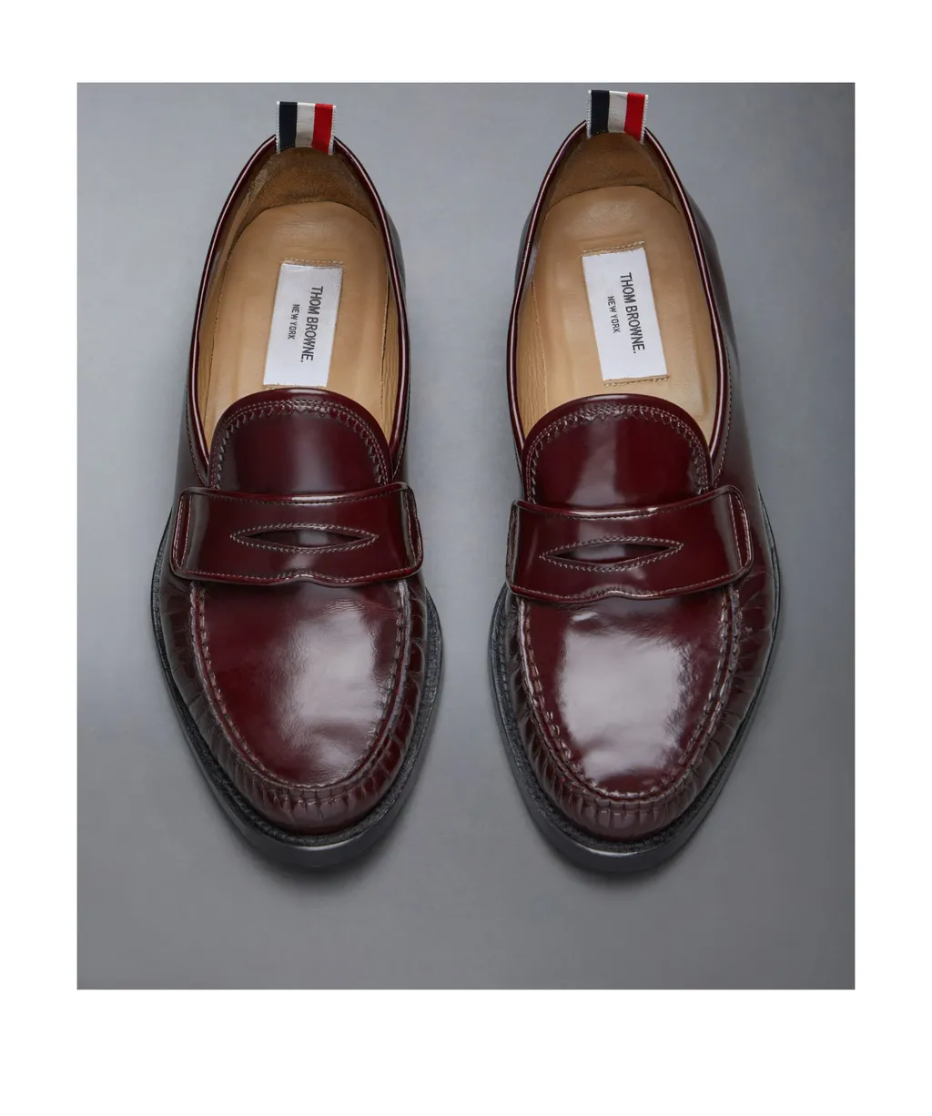 Pleated Leather Penny Loafers