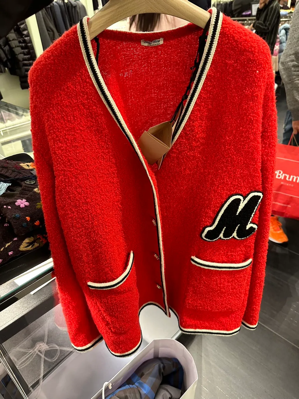 Miu Miu Bouclé V-Neck Cardigan