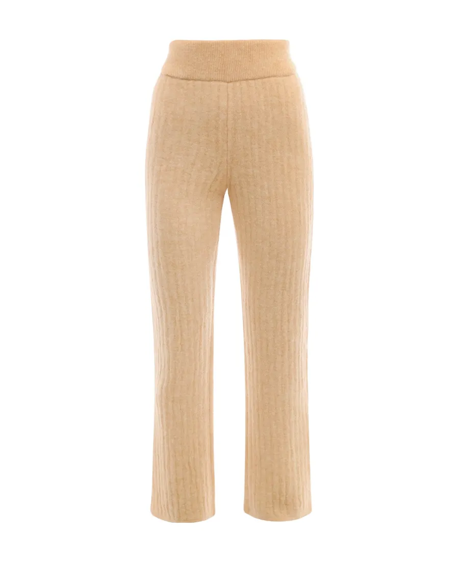Ribbed-Knit Wool Trousers