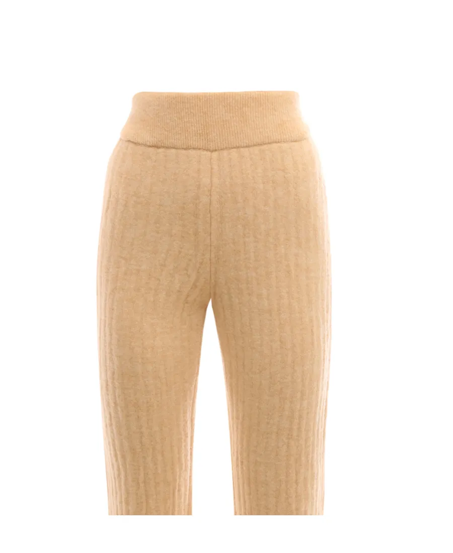 Ribbed-Knit Wool Trousers