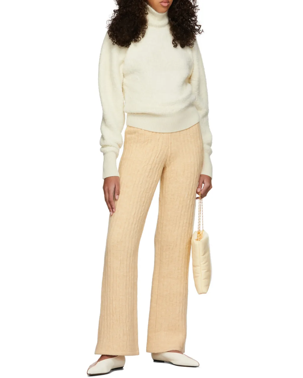 Ribbed-Knit Wool Trousers