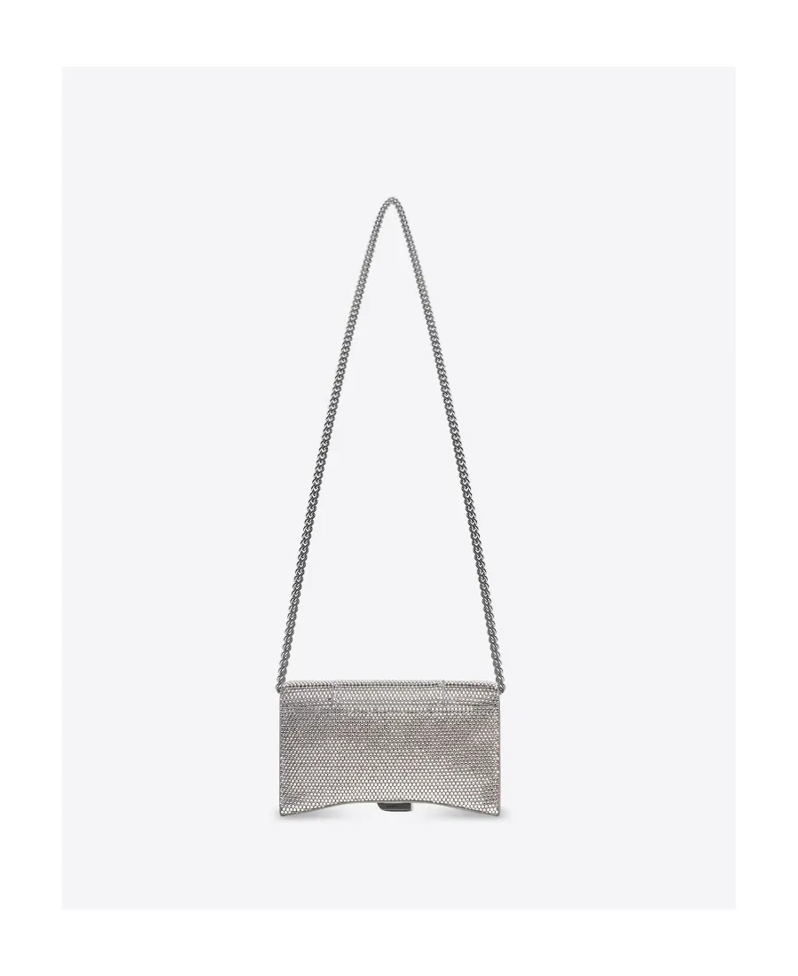 Portafoglio Hourglass Con Catena Con Strass Da Donna In Grigio