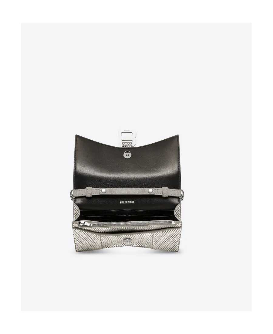Portafoglio Hourglass Con Catena Con Strass Da Donna In Grigio